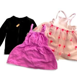 Cat & Jack Infant Girl 12M Bundle Summer Dresses + Black Swim Top, NWT